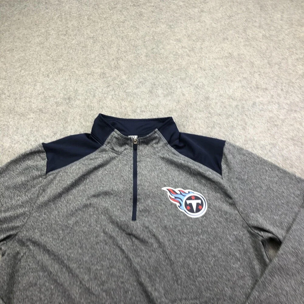 Tennessee Titans Shirt Mens Medium Gray Football NFL Team Apparel Quarter Zip